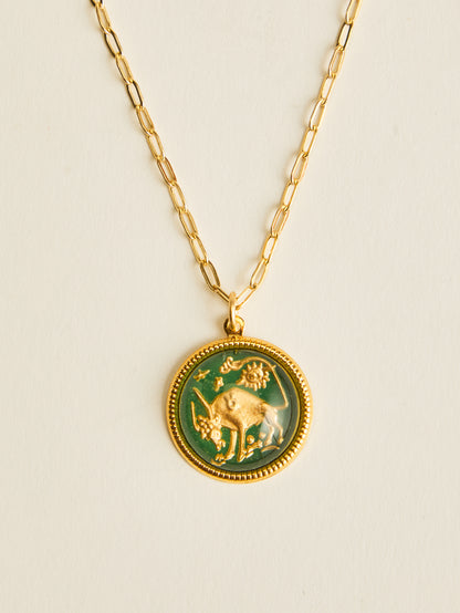 Vintage Glass Zodiac Necklace