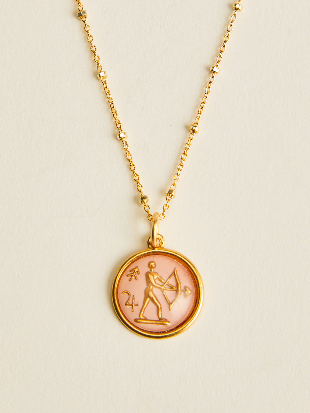 Small Vintage Glass Zodiac Necklace