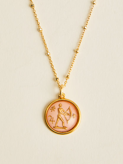 Small Vintage Glass Zodiac Necklace