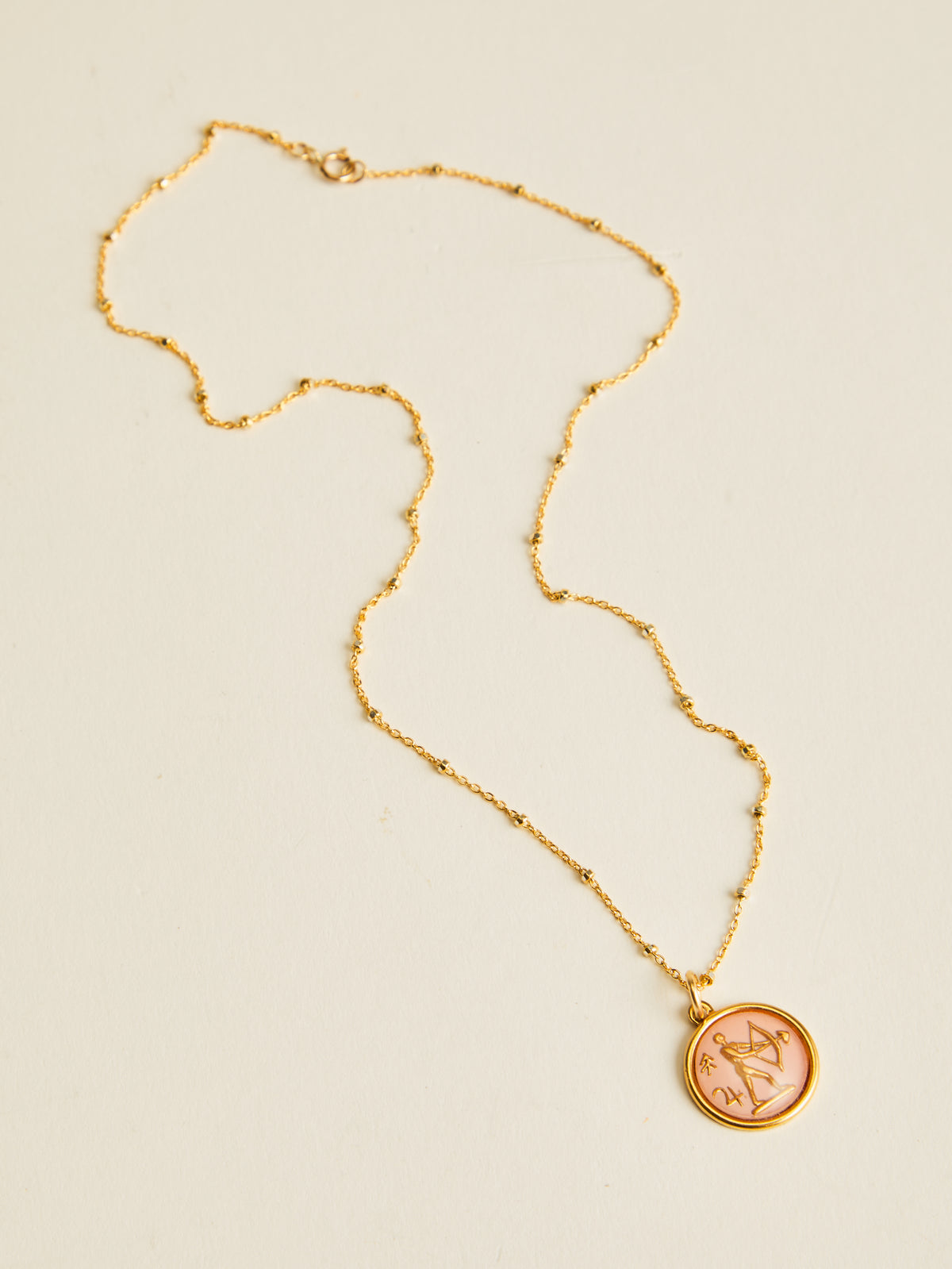 Small Vintage Glass Zodiac Necklace