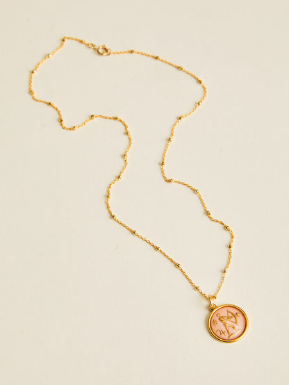 Small Vintage Glass Zodiac Necklace
