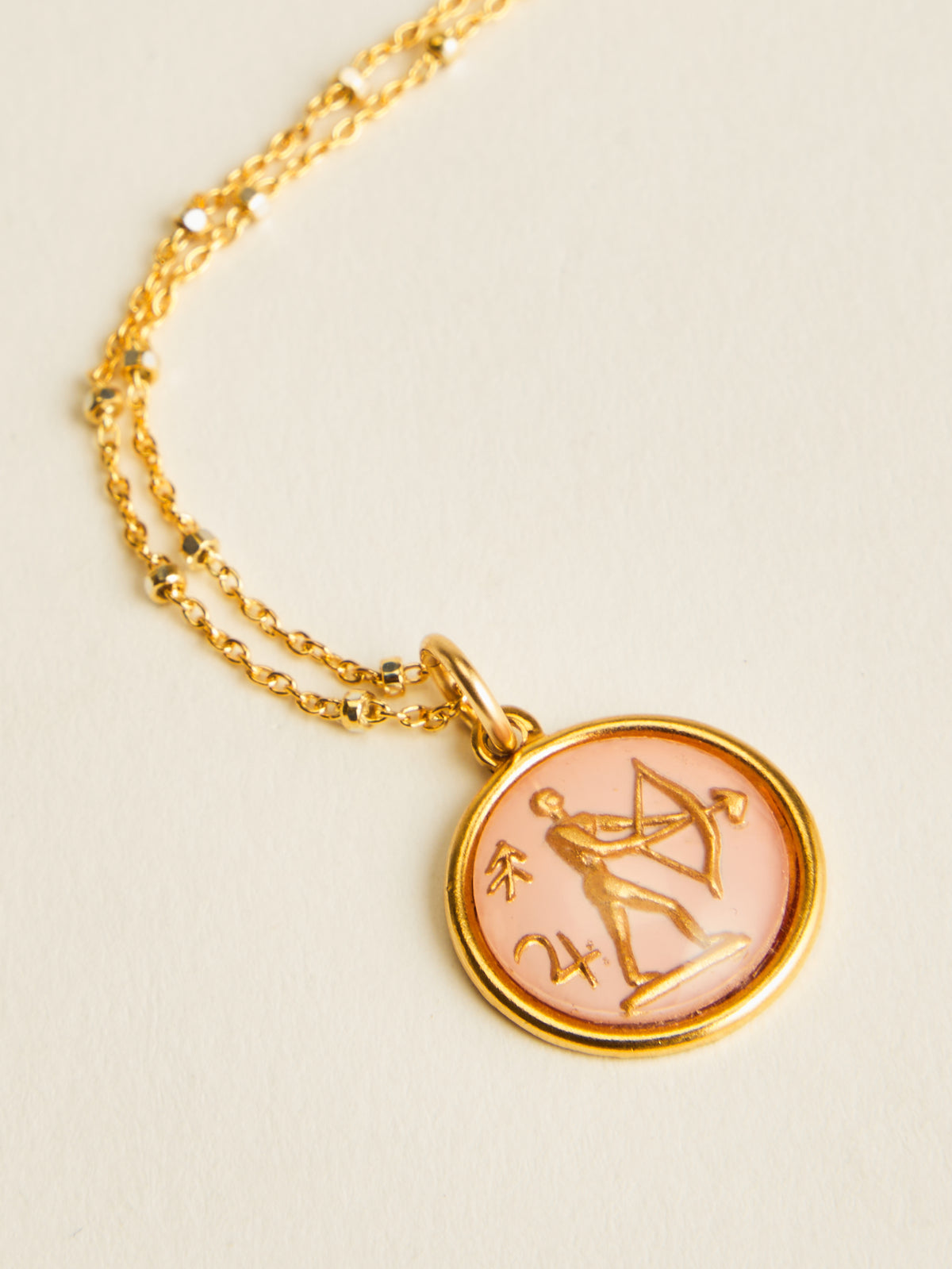 Small Vintage Glass Zodiac Necklace