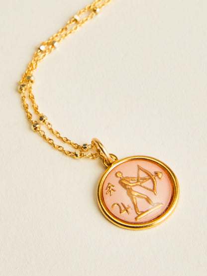 Small Vintage Glass Zodiac Necklace
