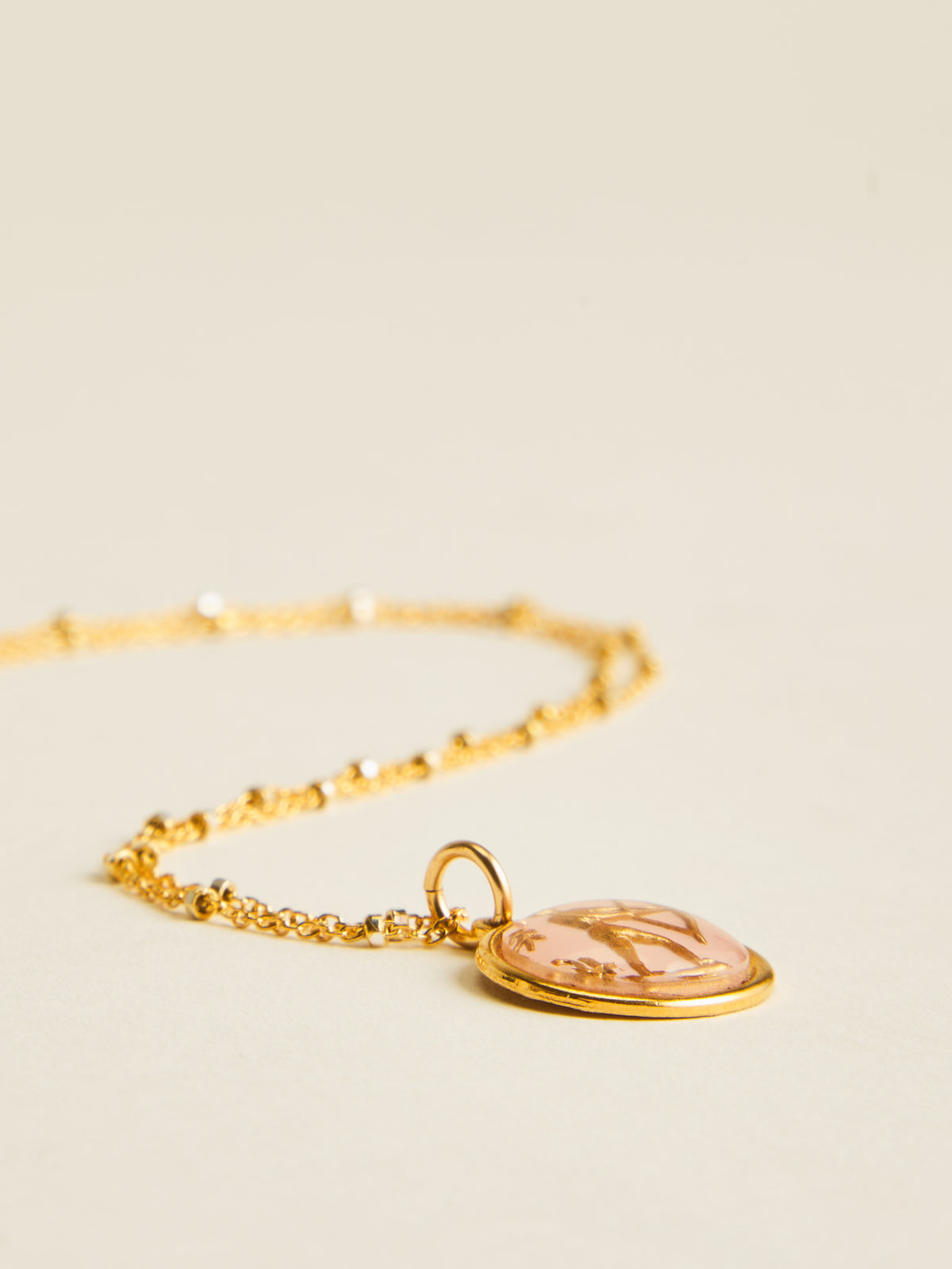 Small Vintage Glass Zodiac Necklace