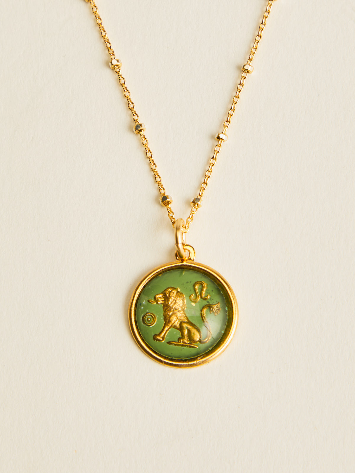 Small Vintage Glass Zodiac Necklace