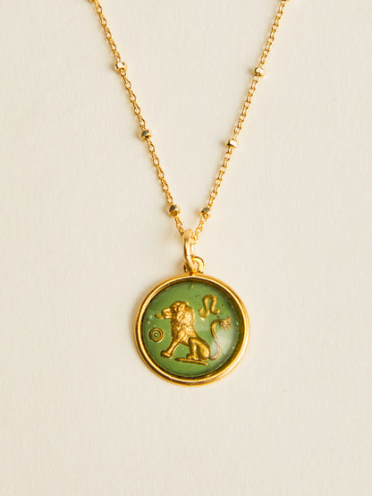 Small Vintage Glass Zodiac Necklace
