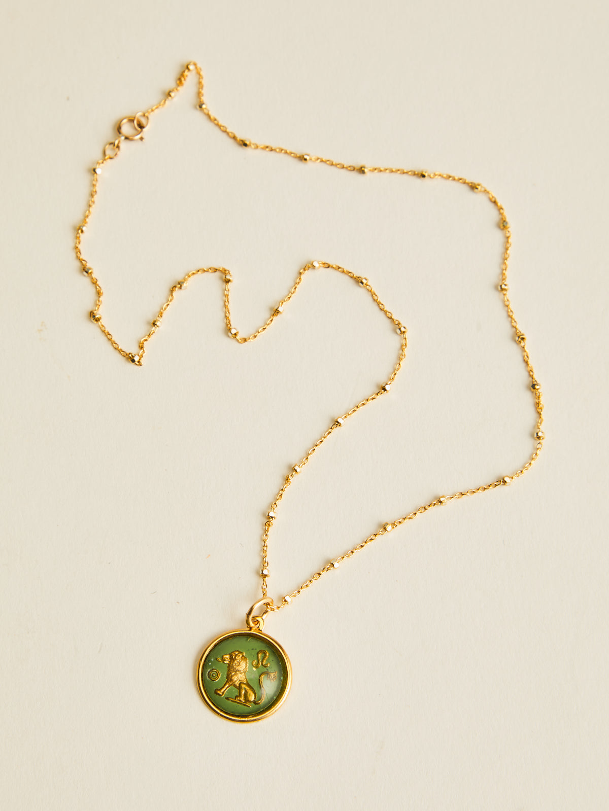 Small Vintage Glass Zodiac Necklace