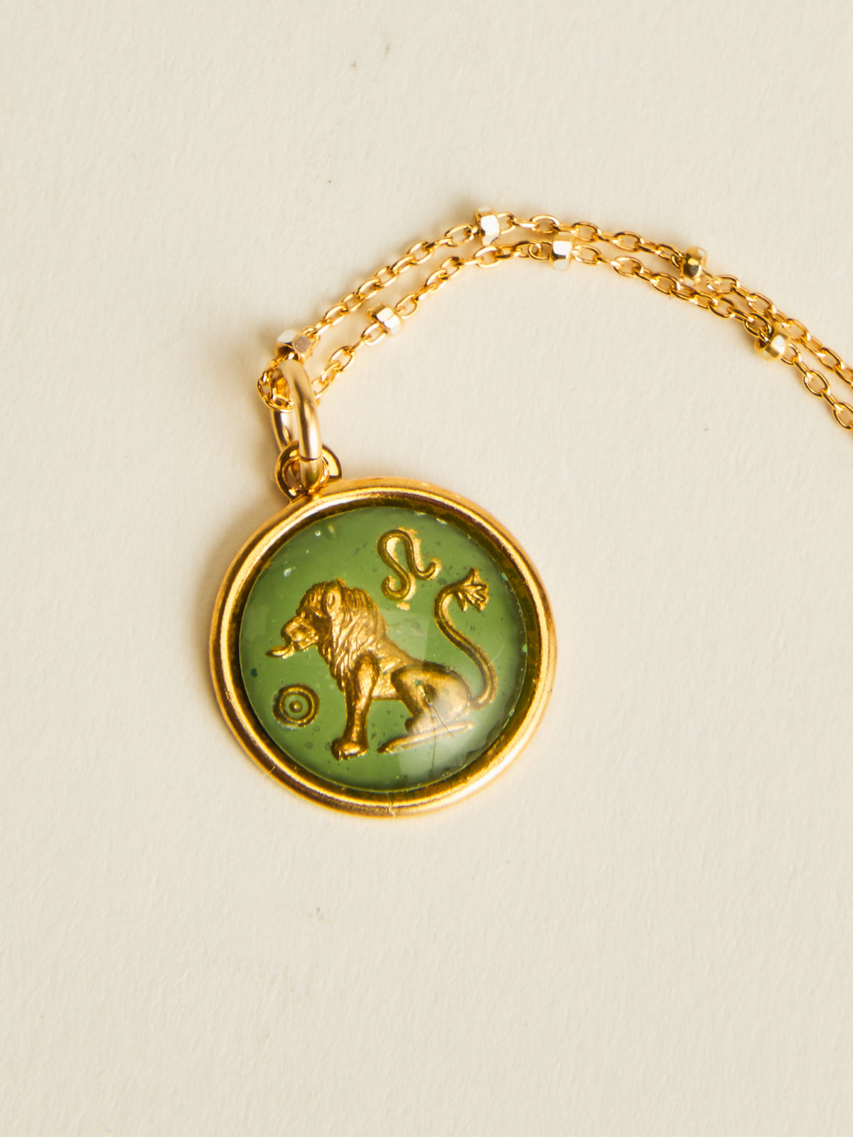 Small Vintage Glass Zodiac Necklace