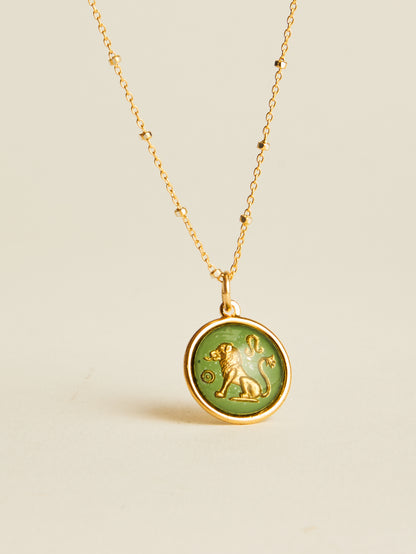 Small Vintage Glass Zodiac Necklace