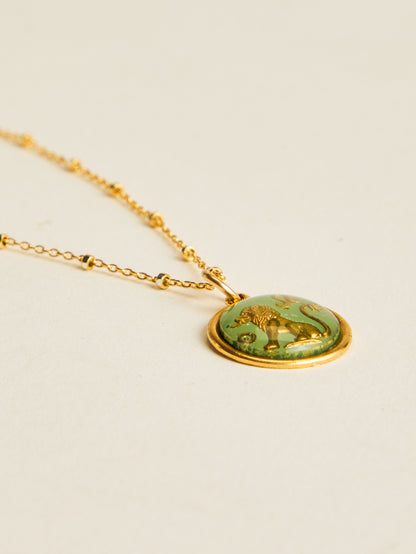 Small Vintage Glass Zodiac Necklace