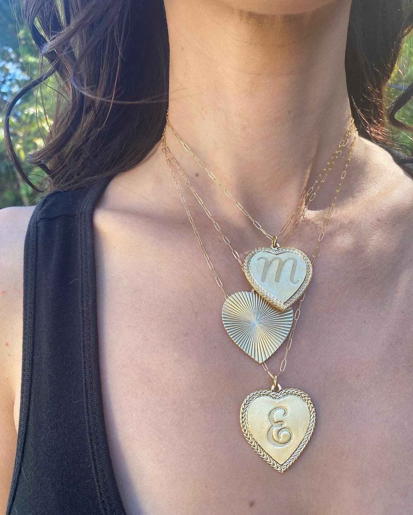 Ribbed Heart Necklace Stack
