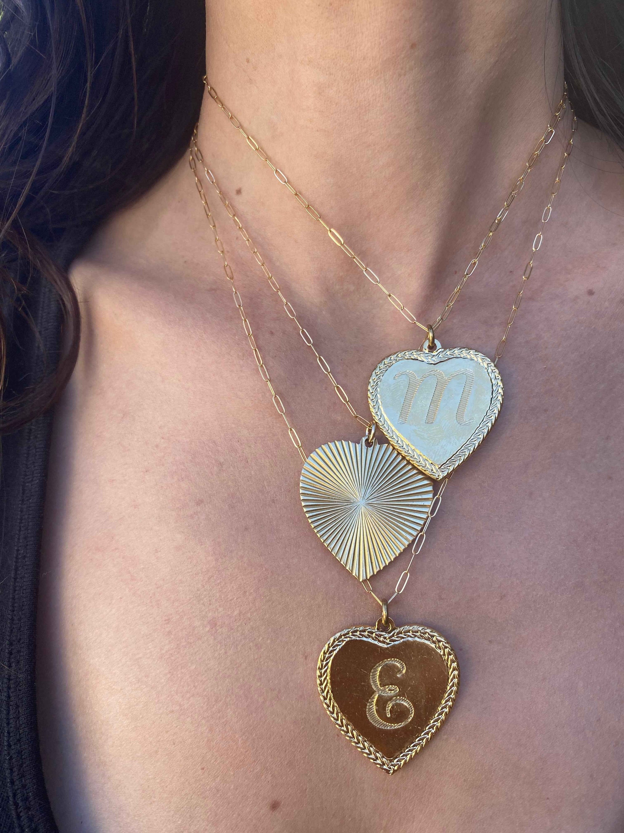 Ribbed Heart Necklace Stack