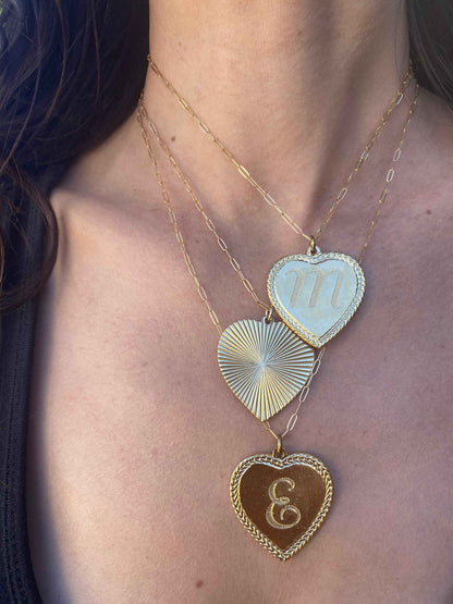 Ribbed Heart Necklace Stack