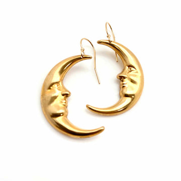 Vintage Brass Moon Earrings