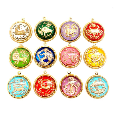 Vintage Glass Zodiac Charms