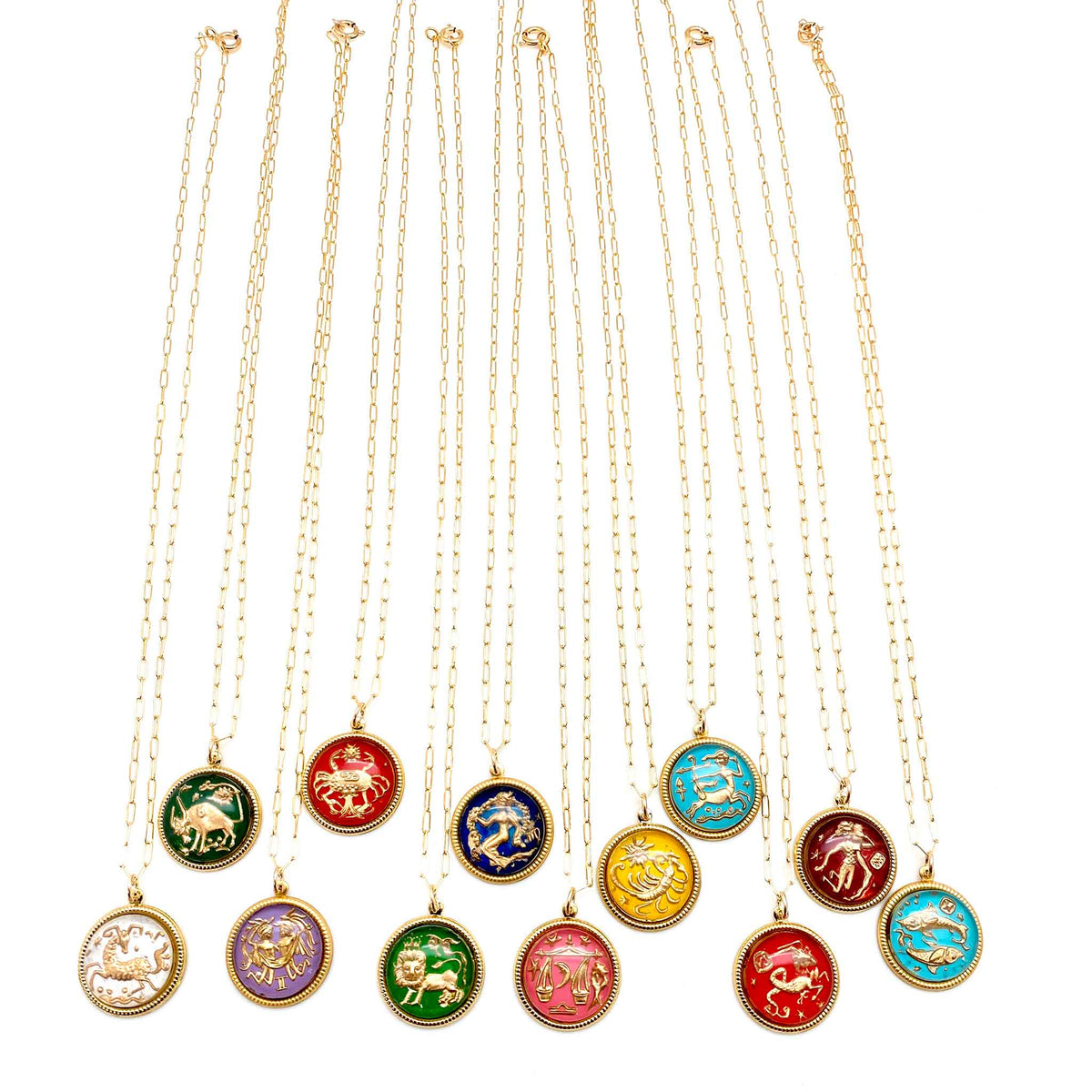 Vintage Glass Zodiac Necklaces