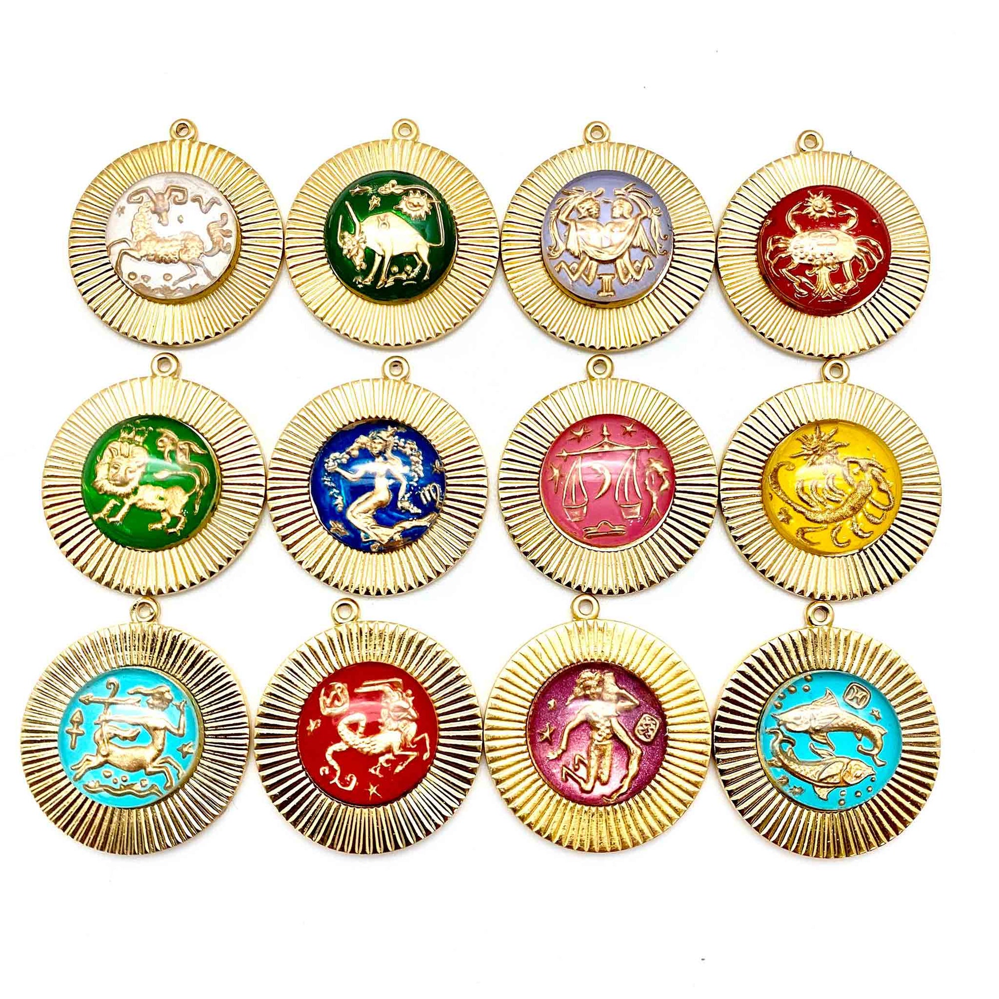 all 12 vintage zodiac charms for necklaces