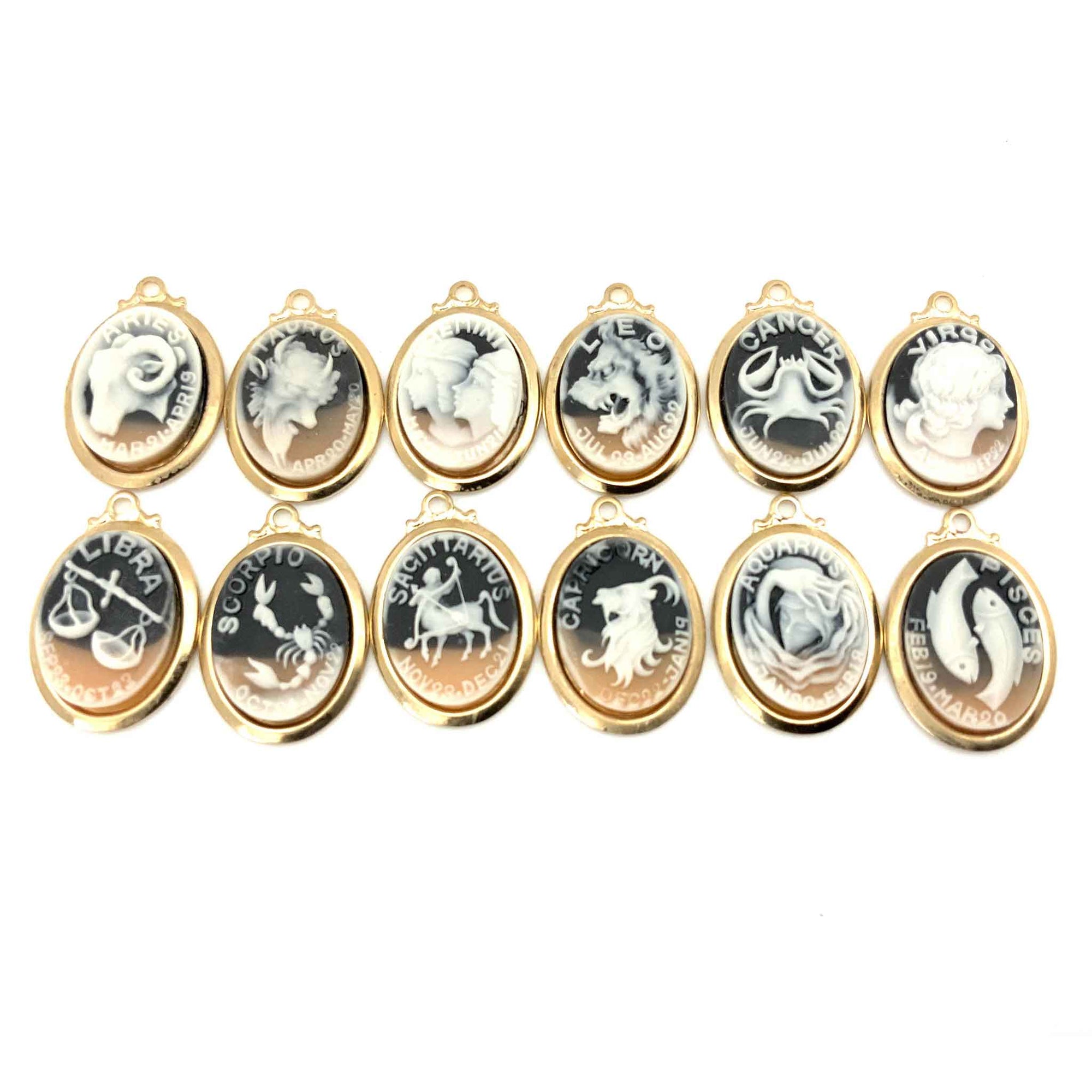 vintage Japanese cameo style zodiac charms